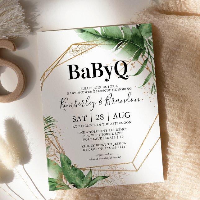Invitation Baby Shower Géométrique Tropical Botanique BBQ (Créateur téléchargé)
