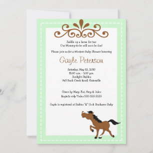 Invitation Baby shower Giddy Up Horse Cowgirl 5x7