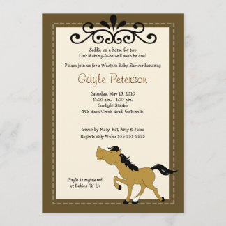 Invitation Baby shower Giddy Up Horse Cowgirl 5x7