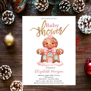 Invitation Baby Shower Gingerbread Roseau Aquarelle