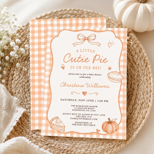 Invitation Baby Shower Gingham Bébé Doux (Créateur téléchargé)