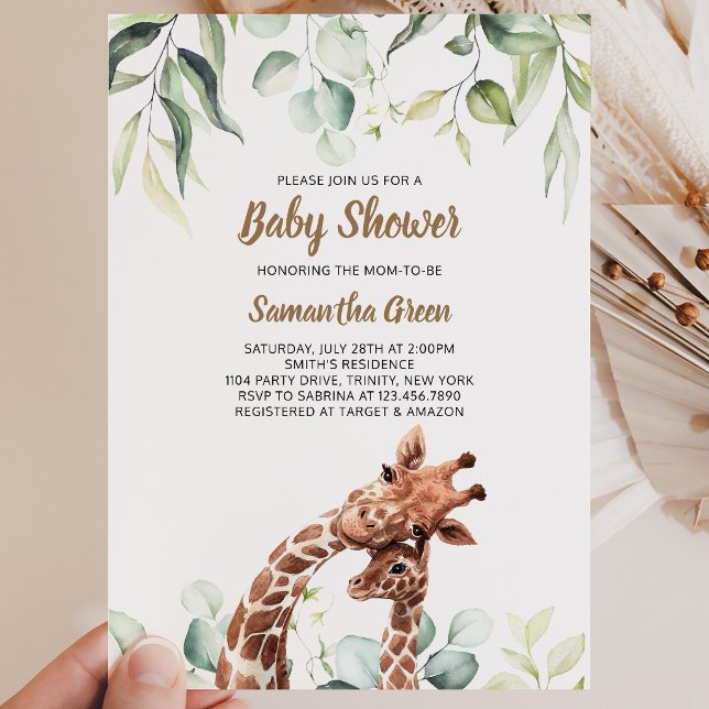 Invitation Baby Shower Girafe (Créateur téléchargé)