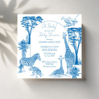 Baby shower girafe bleu Safari toile