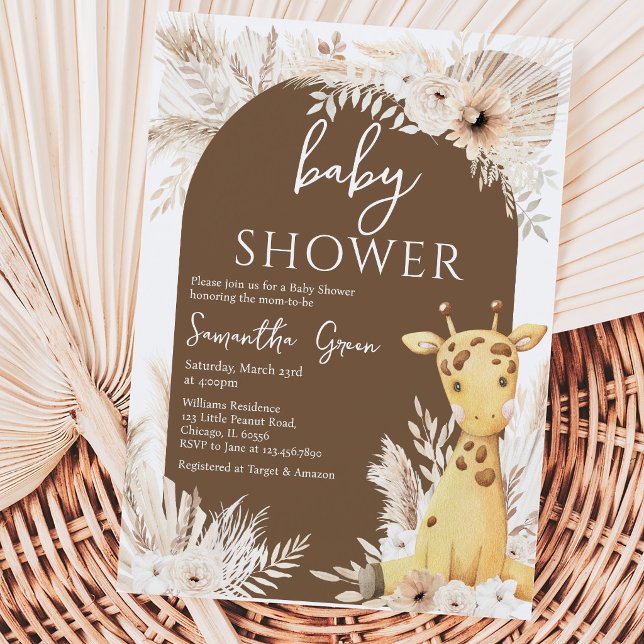 Invitation Baby Shower Girafe Bohème (Créateur téléchargé)