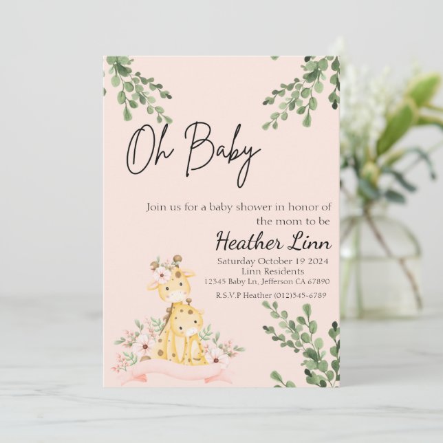 Invitation Baby shower Giraffe (Debout devant)