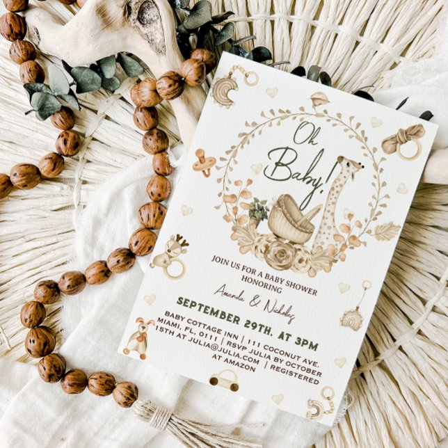 Invitation Baby shower Giraffe Boho (Créateur téléchargé)