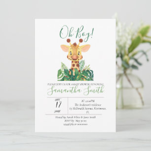 Invitation Baby shower Giraffe Jungle Aquarelle