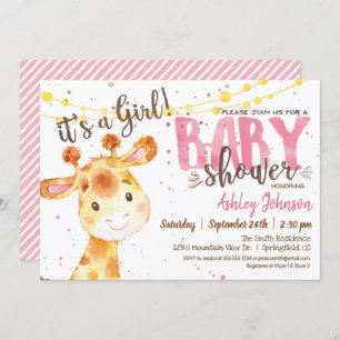 Invitation Baby shower Girl Giraffe