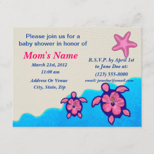 Invitation Baby shower Girl Honu