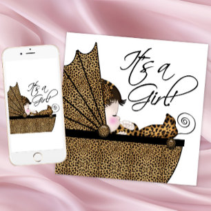 Invitation Baby shower Girl Leopard