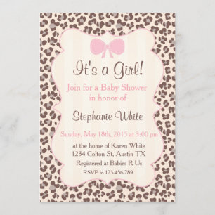 Invitation Baby Shower girl pink leopard