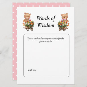 Invitation Baby shower Girl Teddy Floral