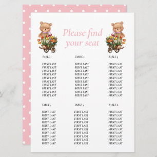 Invitation Baby shower Girl Teddy Floral Rustic chart