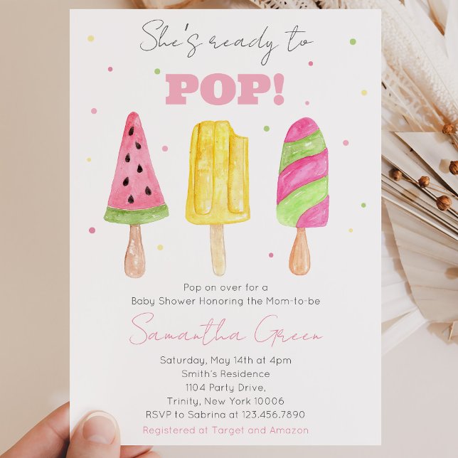 Invitation Baby Shower Glace Rose (Créateur téléchargé)