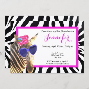 Invitation baby shower glamour de mode animal de la jungle zé