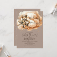 Baby Shower Glitter Bohème Rustique Ourson Volant