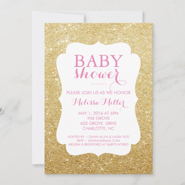 Invitation baby shower - Glittered (Devant)