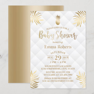 Invitation Baby shower Gold Ananas Élégant Tropical