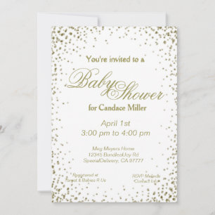 Invitation Baby shower   Gold Confetti