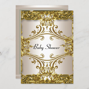 Invitation Baby shower Gold Cream Neutral