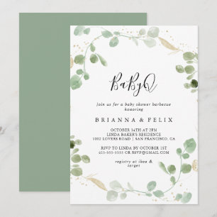 Invitation Baby shower Gold Eucalyptus BabyQ