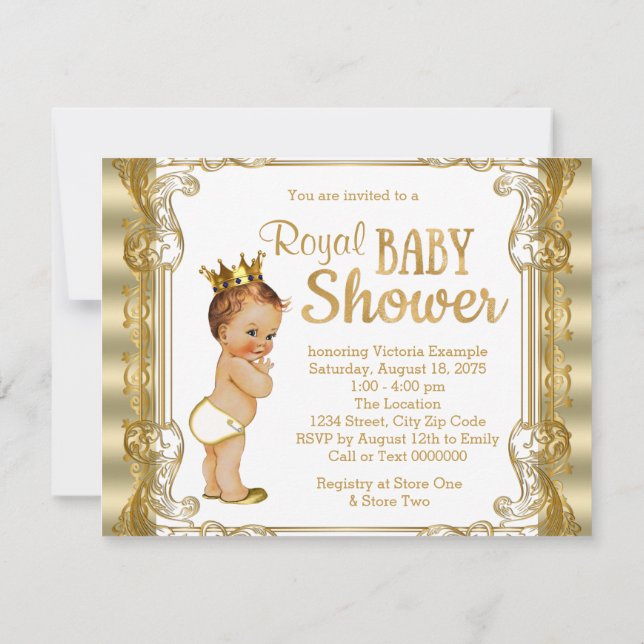 Invitation Baby shower Gold Prince (Dos)