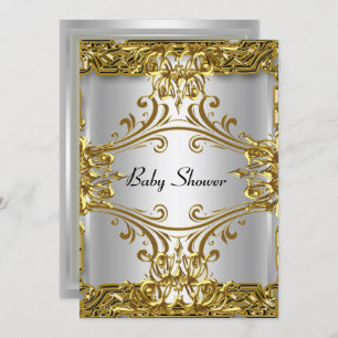 Invitation Baby shower Gold Silver Neutre
