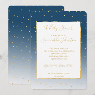 Invitation Baby shower Gold Stars Sky Shine Bright Ombre