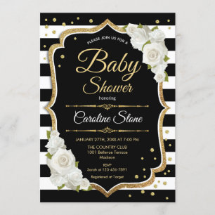 Invitation Baby shower Gold White