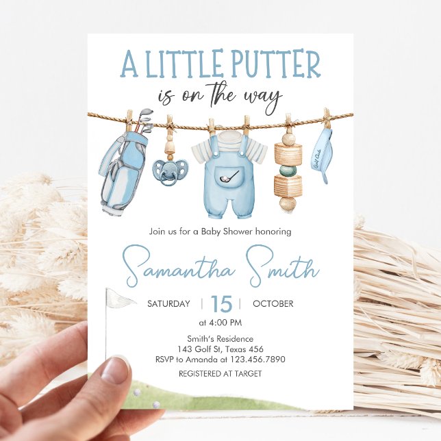 Invitation Baby Shower Golf Little Putter (A Little Putter Golf Baby Shower Invitation)