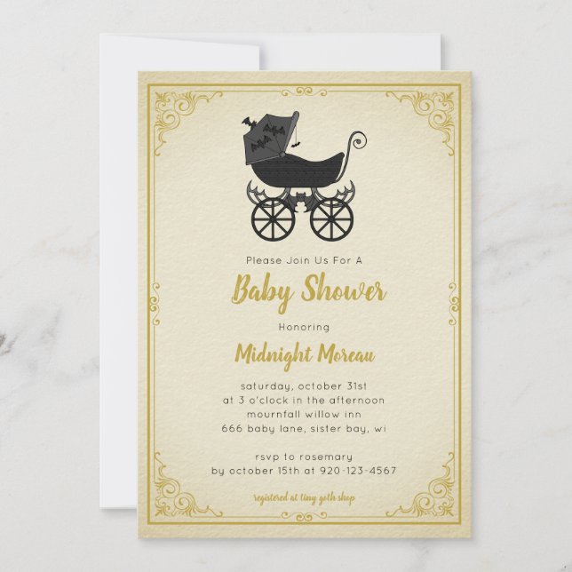 Invitation Baby shower gothique de chaudière à pou (Devant)