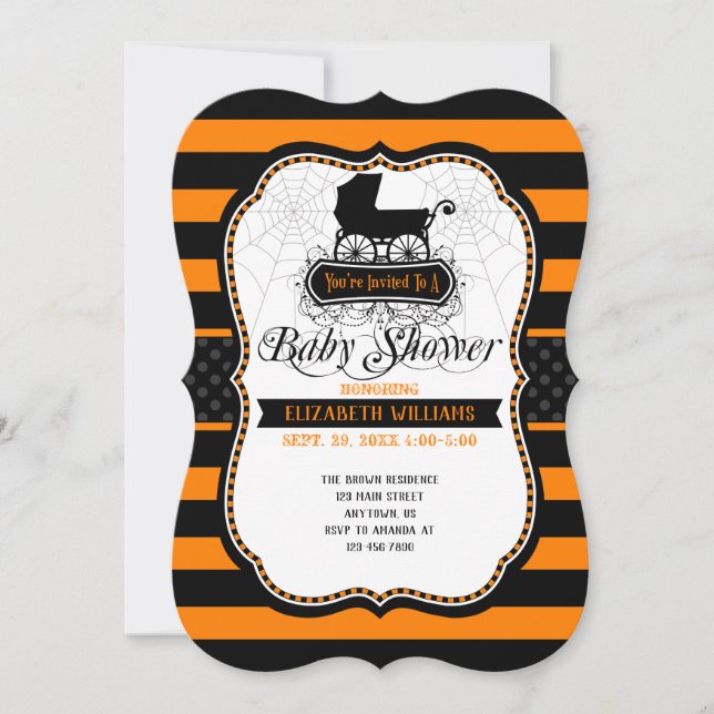 Invitation Baby shower gothique d'Halloween (Devant)