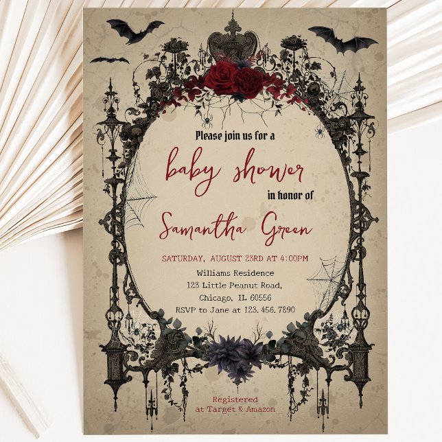 Invitation Baby-Shower gothique d'Halloween (Créateur téléchargé)