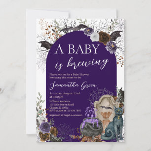 Invitation Baby shower gothique d'Halloween de fille violette