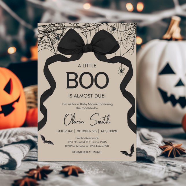 Invitation Baby shower gothique Éffrayant Little Boo (Gothic Spooky Little Boo Coquette Baby Shower Invitation
)