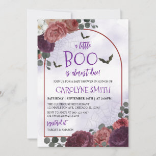 Invitation Baby shower gothique Floral Halloween