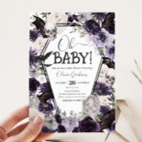 Baby shower gothique floral pourpre
