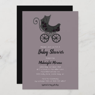 Invitation Baby shower gothique Floral Stroller