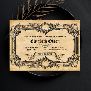 Invitation baby shower gothique vintage