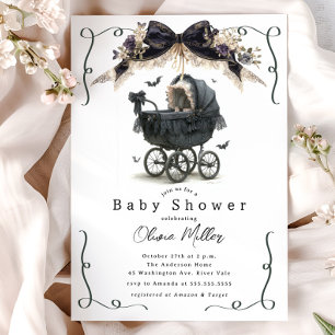 Invitation Baby shower gothique Vintage Pram