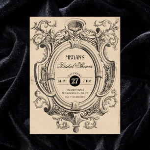 Invitation Baby shower gothique vintage sous une arche