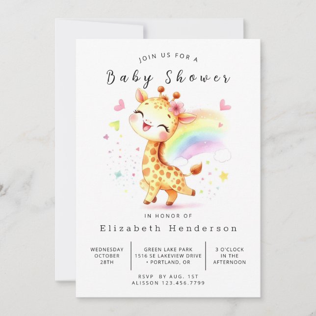 Invitation Baby shower gracieux de Giraffe (Devant)