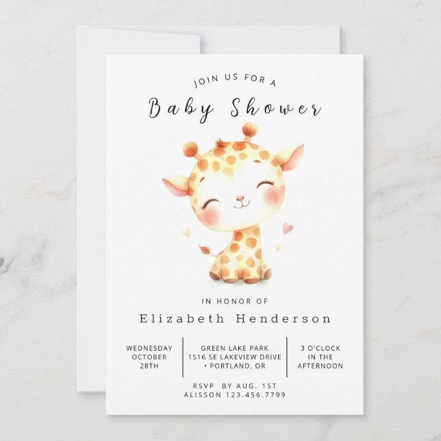 Invitation Baby shower gracieux de Giraffe (Devant)