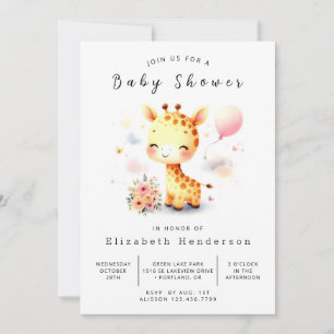 Invitation Baby shower gracieux en ligne Giraffe