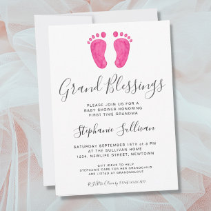 Invitation Baby shower grand-mère rose pieds pour bébé