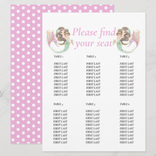 Invitation Baby Shower Graphique de table Marron Sirène Rose