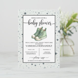 Invitation Baby shower Green Baby High Tops