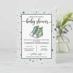 Invitation Baby shower Green Baby High Tops