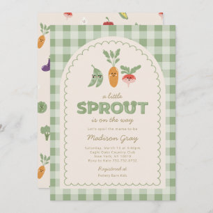 Invitation Baby shower Green En vichy Little Sprout sur le ch