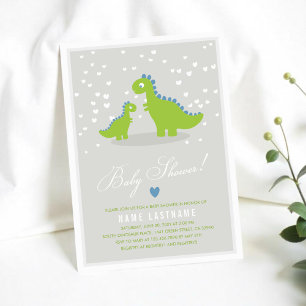 Invitation Baby shower Green Grey